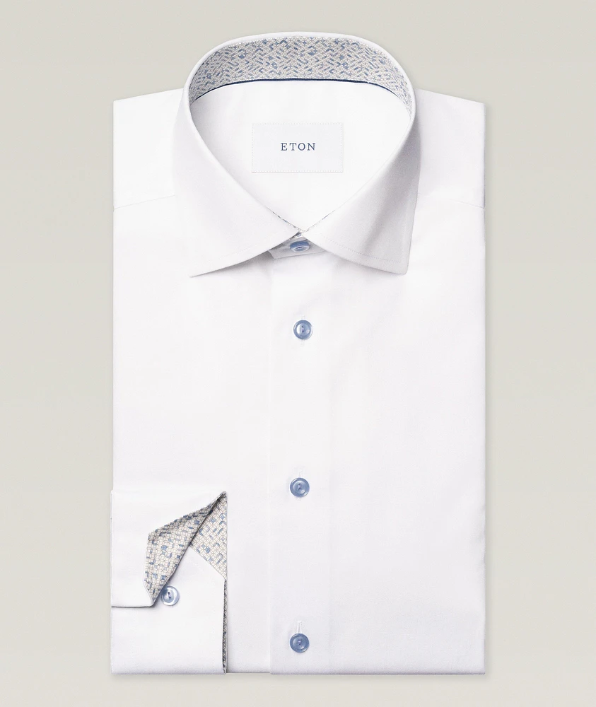 Slim-Fit Geometric Effect Twill Shirt