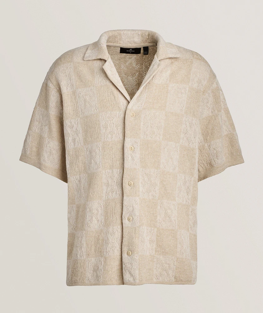Multi-Check Crochet Camp Shirt