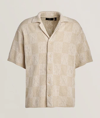Multi-Check Crochet Camp Shirt