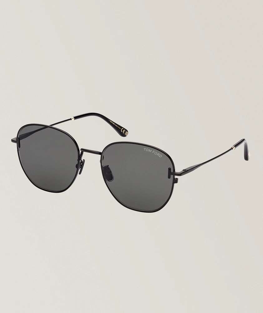 Metal T-Inlay Round Sunglasses