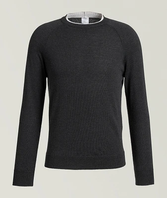 Contrast Tipping Wool Crewneck Sweater