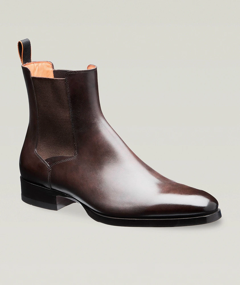 Burnished Leather Chelsea Boots