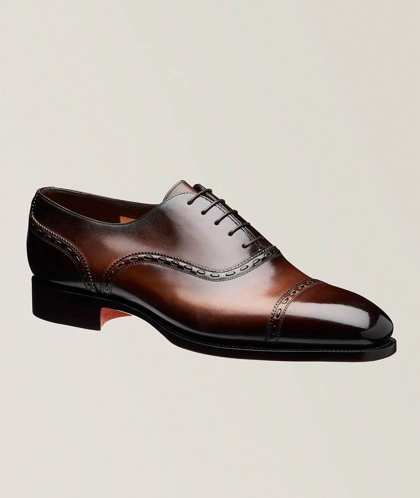 Burnished Leather Pick Stitch Oxfords
