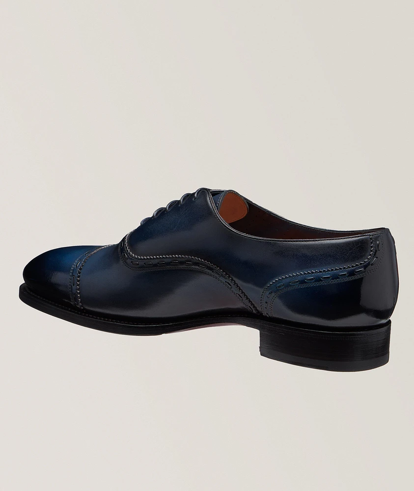 Burnished Leather Cap-Toe Oxfords