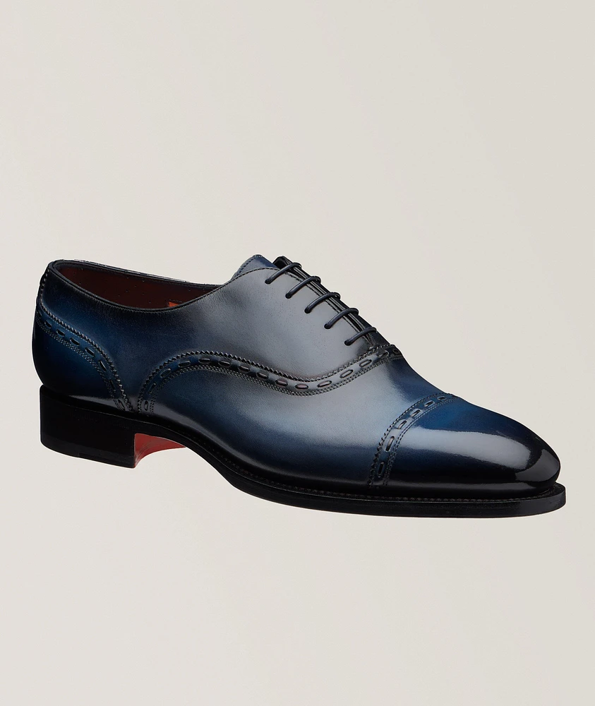 Burnished Leather Cap-Toe Oxfords