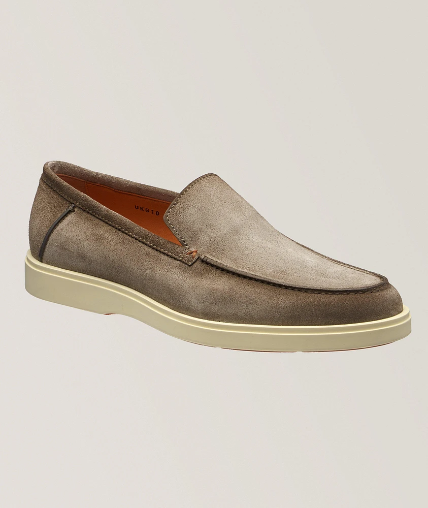 Apron Stitch Suede Loafers