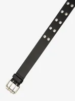 Black Faux Leather Grommet Belt