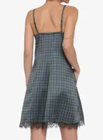 Plaid Satin Slip Dress