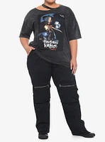 A Nightmare On Elm Street Freddy Asymmetrical Cutout Wash Girls Top Plus Size