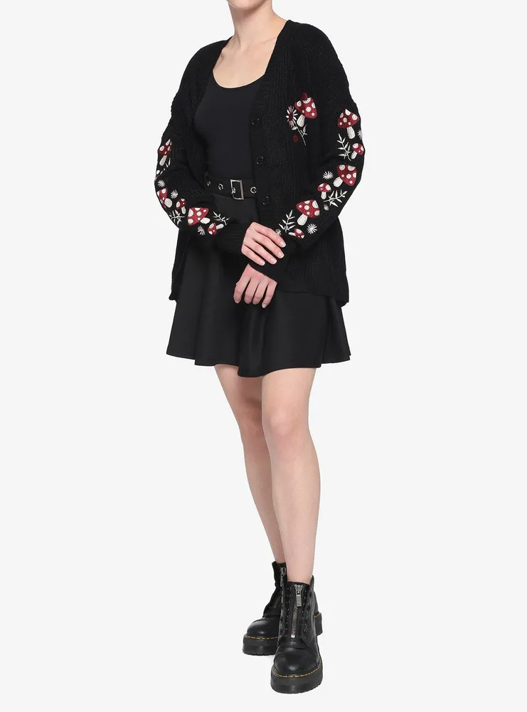 Mushroom Floral Embroidered Girls Cardigan