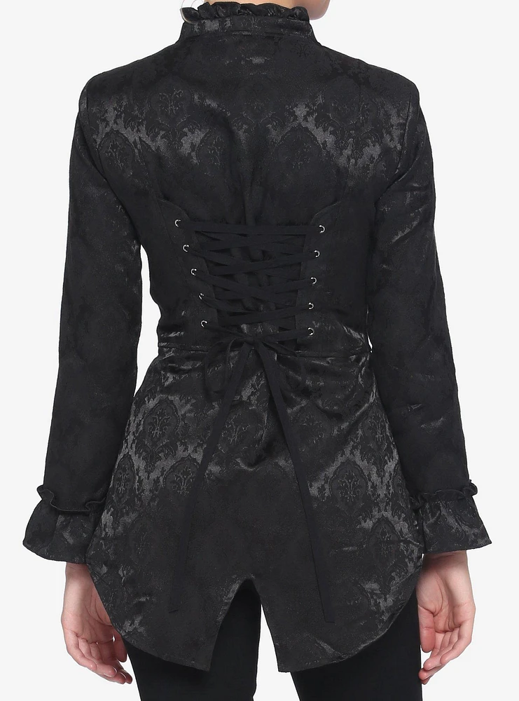 Black Brocade Military Jacket