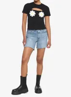 Daisy Cutout Girls Crop T-Shirt