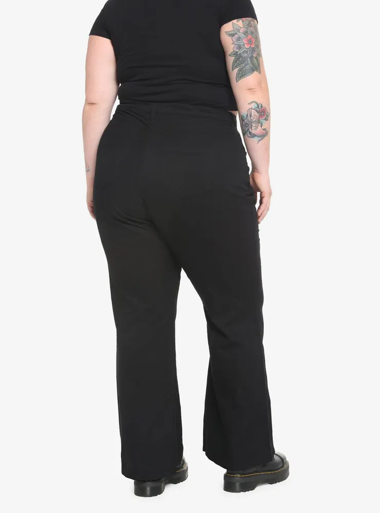 Black & Red Plaid Razor Zipper Flare Jeans Plus