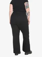 Black & Red Plaid Razor Zipper Flare Jeans Plus