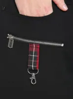 Black & Red Plaid Razor Zipper Flare Jeans Plus
