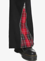 Black & Red Plaid Razor Zipper Flare Jeans Plus