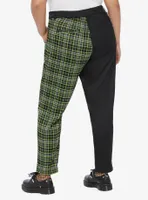 Black & Green Plaid Split Chain Pants Plus