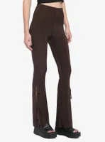 Brown Side Tie Flare Leggings