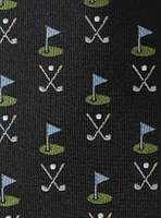 Golf Course Black Silk Men's Tie