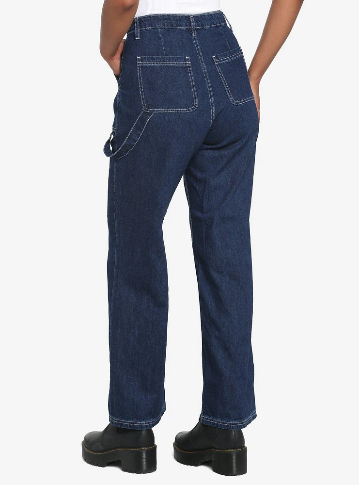 Dark Indigo White Stitch Carpenter Pants