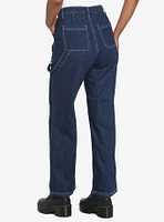 Dark Indigo White Stitch Carpenter Pants