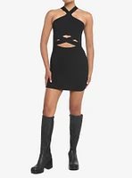 Black Cutout Halter Dress