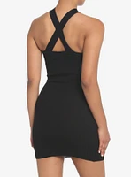 Black Cutout Halter Dress