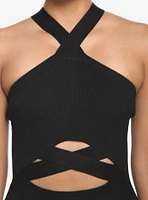 Black Cutout Halter Dress