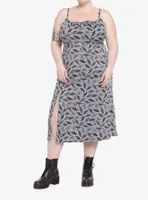 Moths Allover Print Midi Dress Plus Size