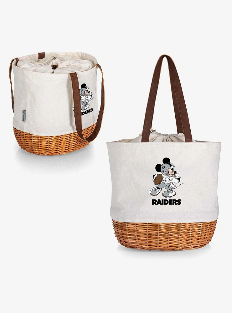 Disney Mickey Mouse NFL Las Vegas Raiders Canvas Willow Basket Tote
