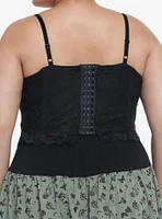 Thorn & Fable Black Lace Corset Girls Crop Cami Plus Size