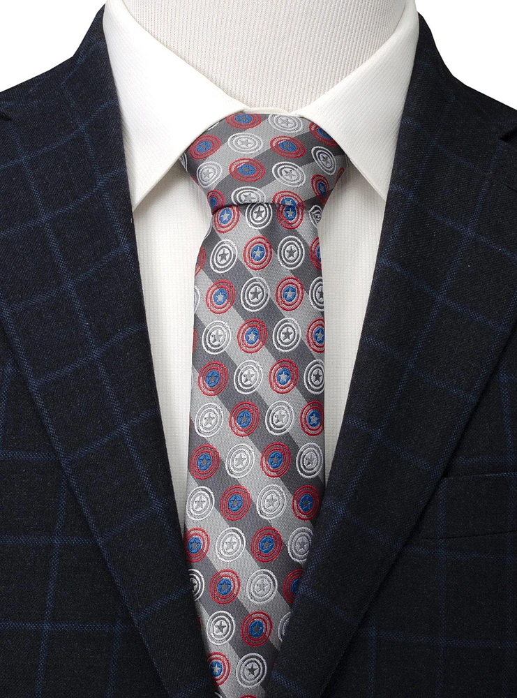 Marvel Captain America Shields Grey Stripe Men's Tie