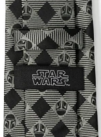 Star Wars The Mandalorian Plaid Black Gray Men's Tie
