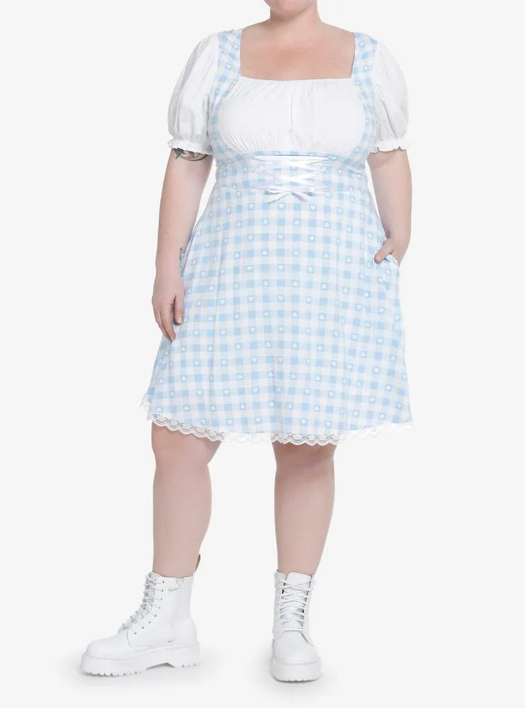 Sweet Society Blue & White Gingham Corset Dress Plus