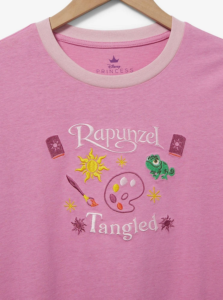 Disney Tangled Rapunzel Embroidered Women's Ringer T-Shirt — BoxLunch Exclusive