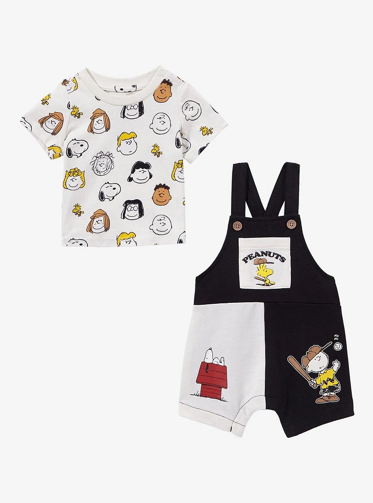 Peanuts Characters Color Block Infant T-Shirt and Overall Set - BoxLunch Exclusive