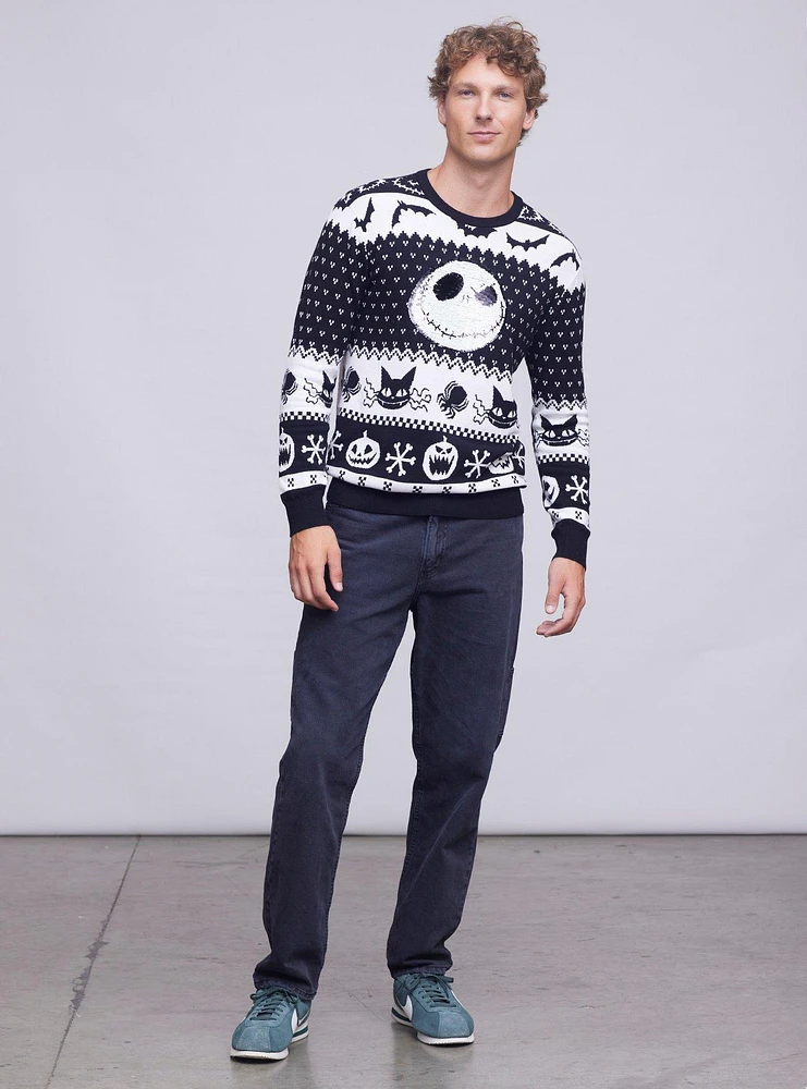 Disney The Nightmare Before Christmas Jack Skellington Sequin Flip Sweater - BoxLunch Exclusive