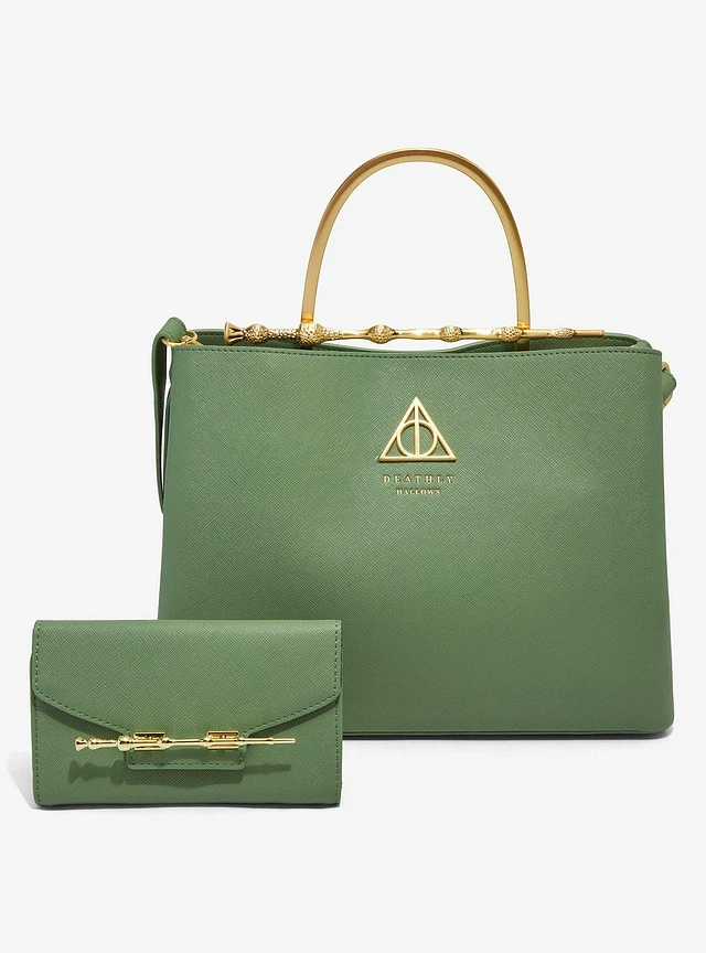 Loungefly Harry Potter Elder Wand Sage Wallet - BoxLunch Exclusive With Metal Badge, Card Slots & Zippered Pocket