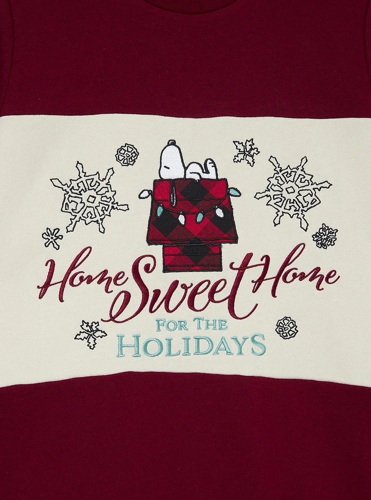 Peanuts Snoopy Snowflakes Women's Panel Crewneck - BoxLunch Exclusive