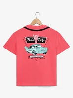 Disney Pixar Cars Flo's Cafe Women's Cropped Woven Button-Up — BoxLunch Exclusive