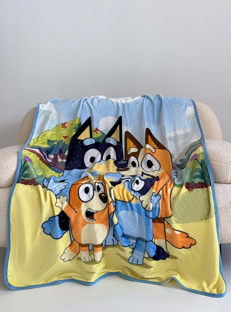 Bluey Family Photo Micro Raschel Blanket