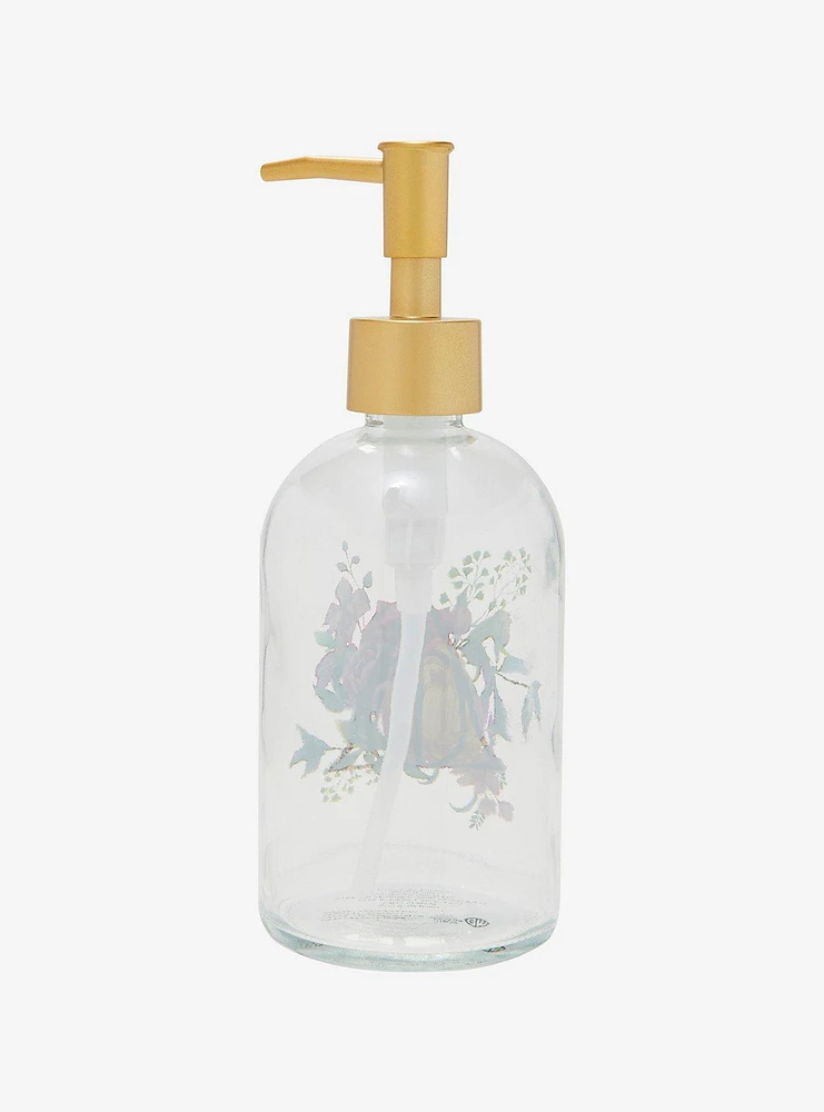 Harry Potter Deathly Hallows Floral Glass Soap Pump