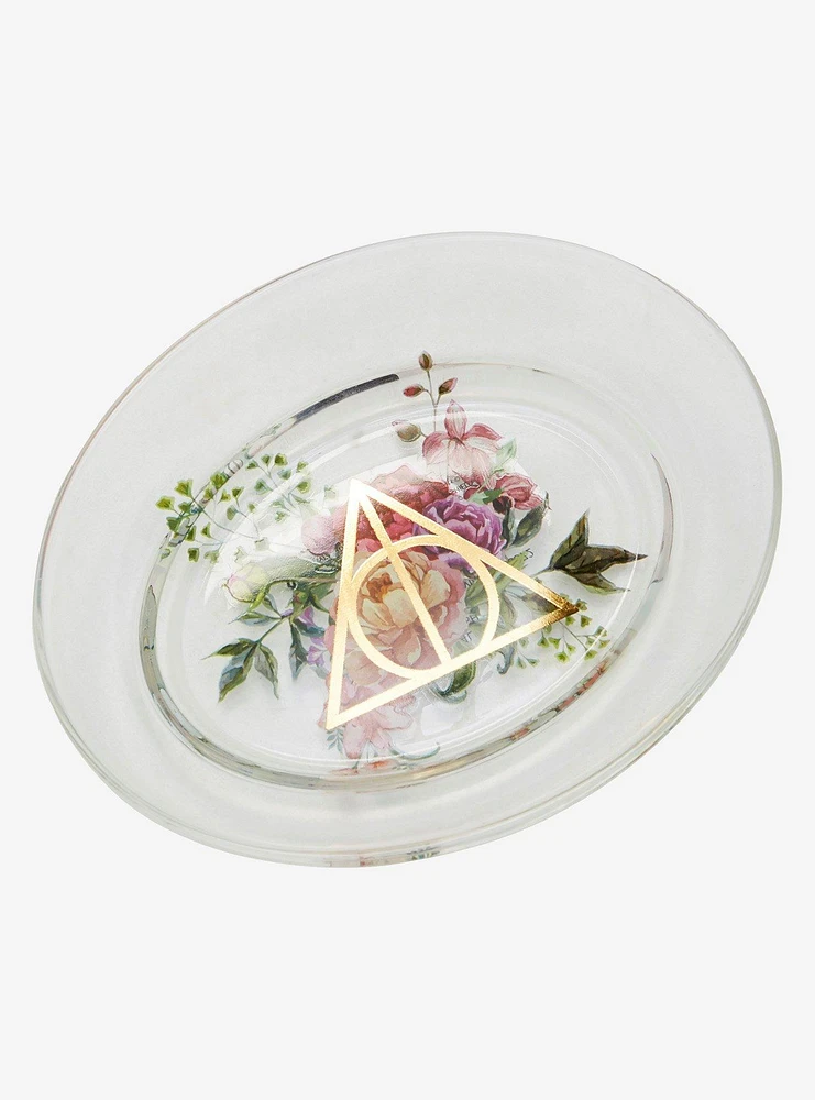 Harry Potter Deathly Hallows Floral Gold Glass Soap Dish