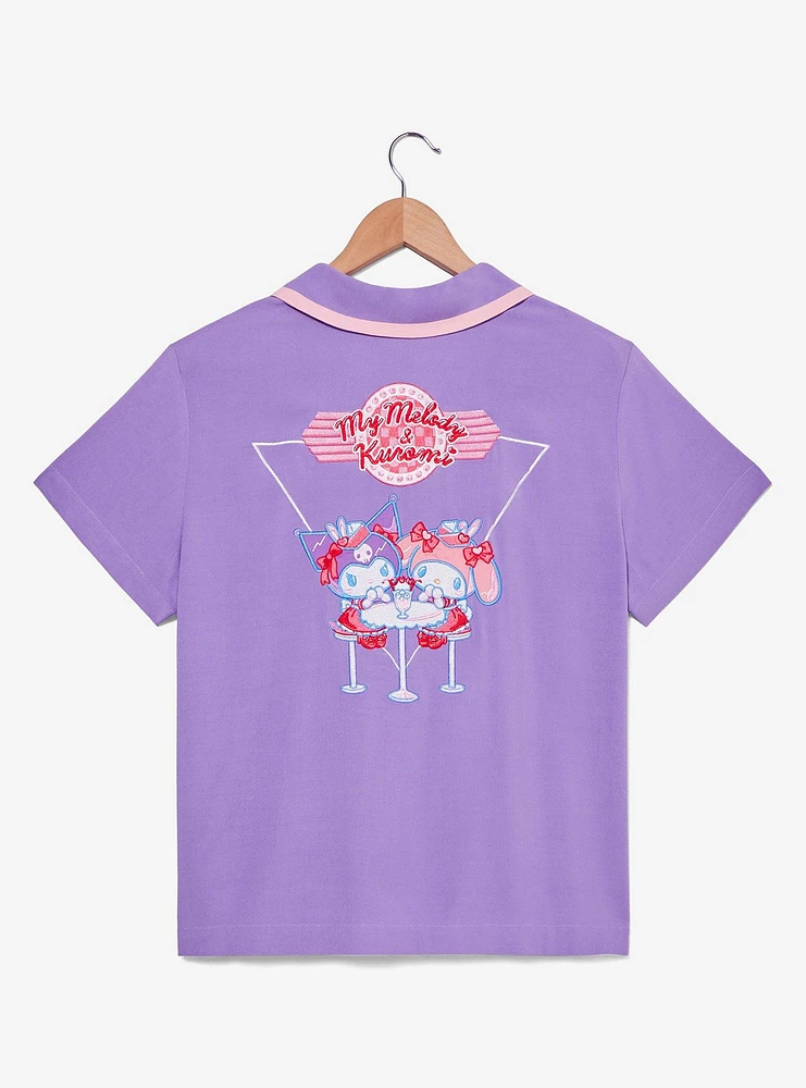 Sanrio Kuromi Diner Women's Cropped Woven Button-Up - BoxLunch Exclusive