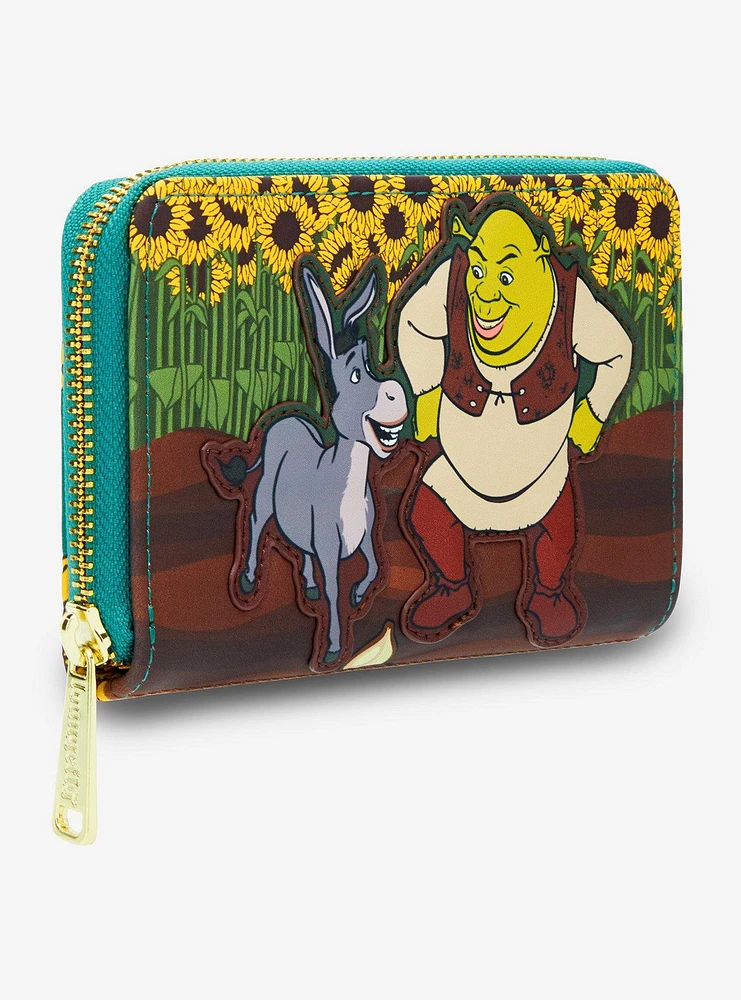 Loungefly DreamWorks Shrek Donkey & Shrek Sunflower Field Small Zip Wallet