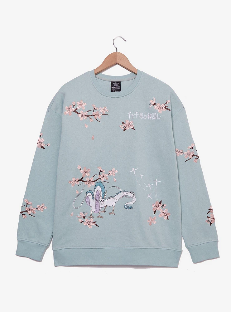 Her Universe Studio Ghibli® Spirited Away Haku Cherry Blossoms Embroidered Crewneck - BoxLunch Exclusive