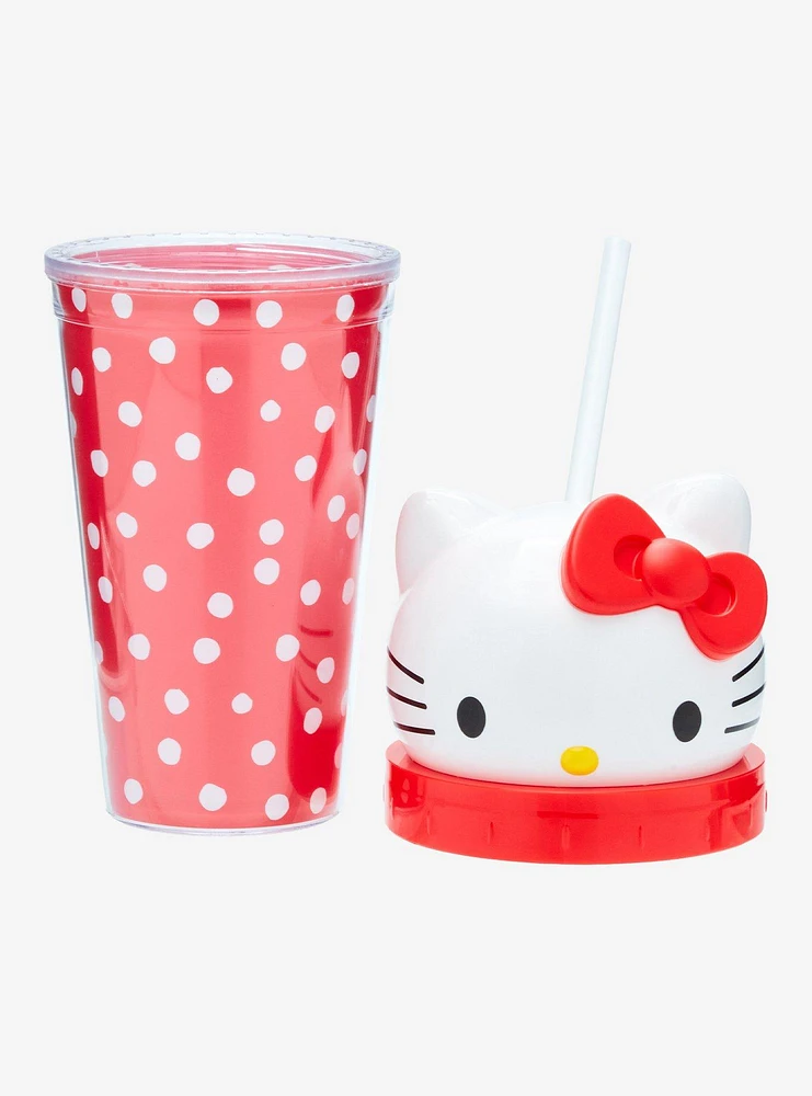 Sanrio Hello Kitty Polka Dot Figural Carnival Cup with Straw