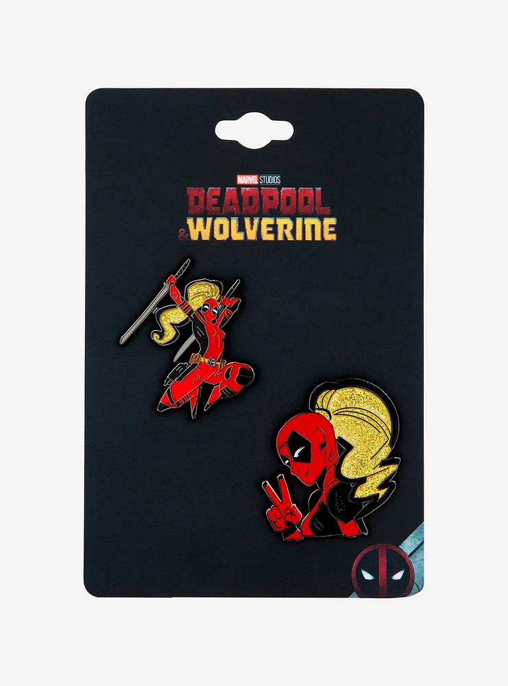 Marvel Deadpool Ladypool Glitter Enamel Pin Set - BoxLunch Exclusive