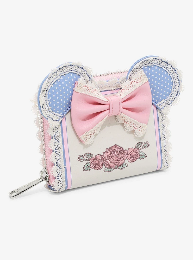 Loungefly Disney Minnie Mouse Floral Lace Ears Small Zip Wallet