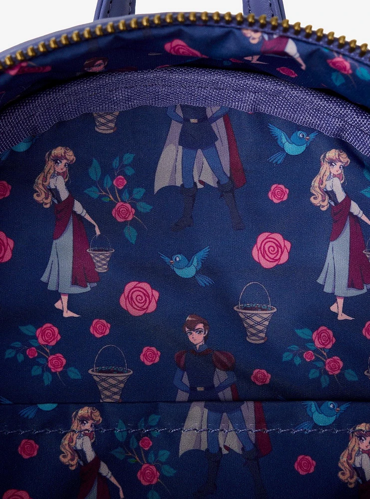 Loungefly Disney Sleeping Beauty Aurora & Prince Phillip Floral Mini Backpack